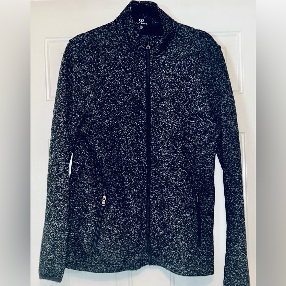 Vantage Summit Unisex Full Zip-Up Jacket M Heather Navy Fleece Casual Sporty